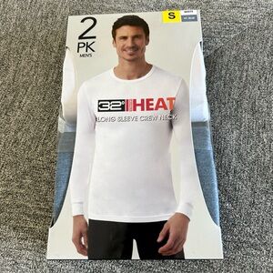 Men Top Long Sleeve 32 Degrees Heat Crew Neck 2 Pack Thermal Baselayer Tee NEW-S